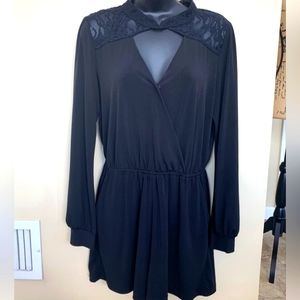 BCBGeneration Silky Black Lace Romper